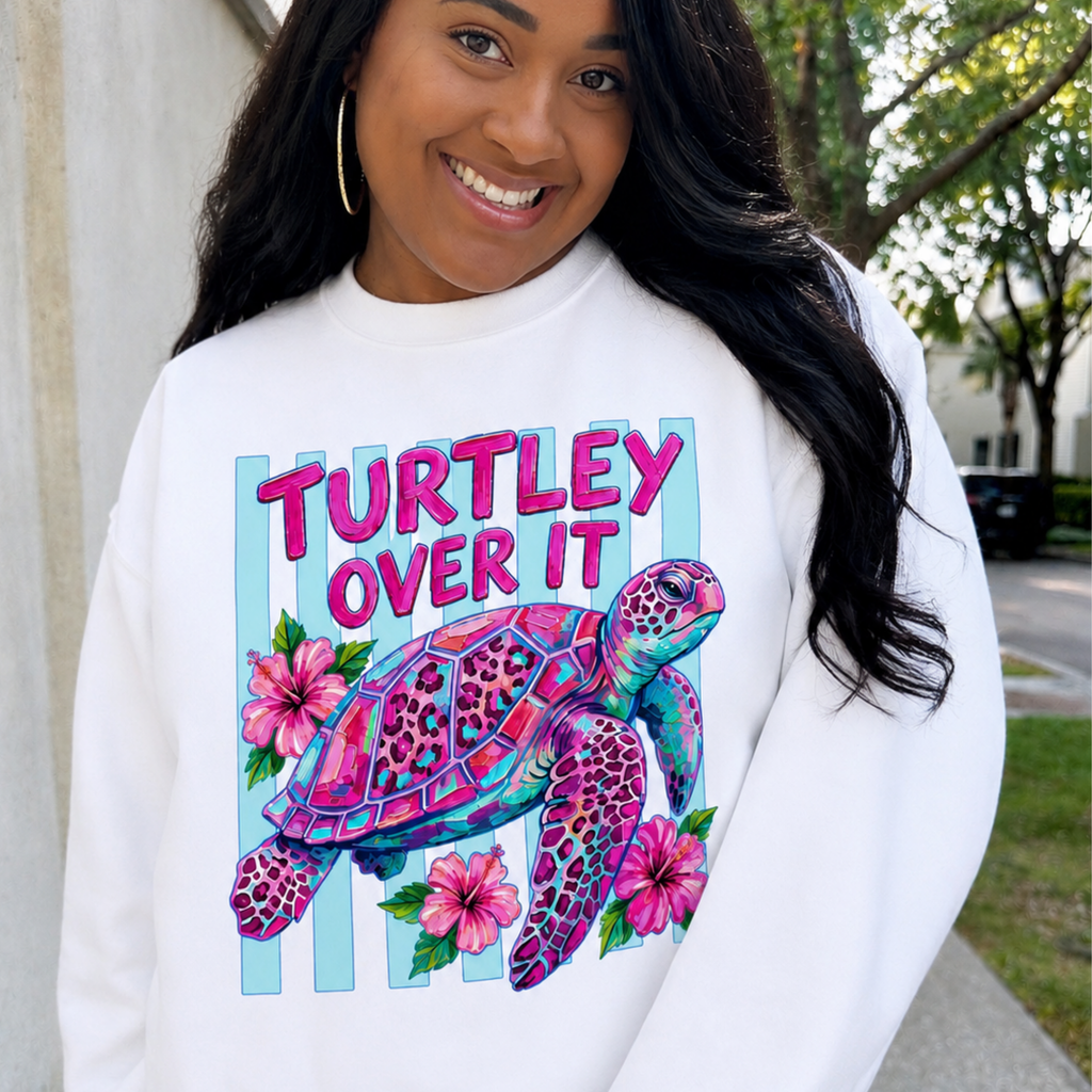 Turtley Over It Coastal Crewneck