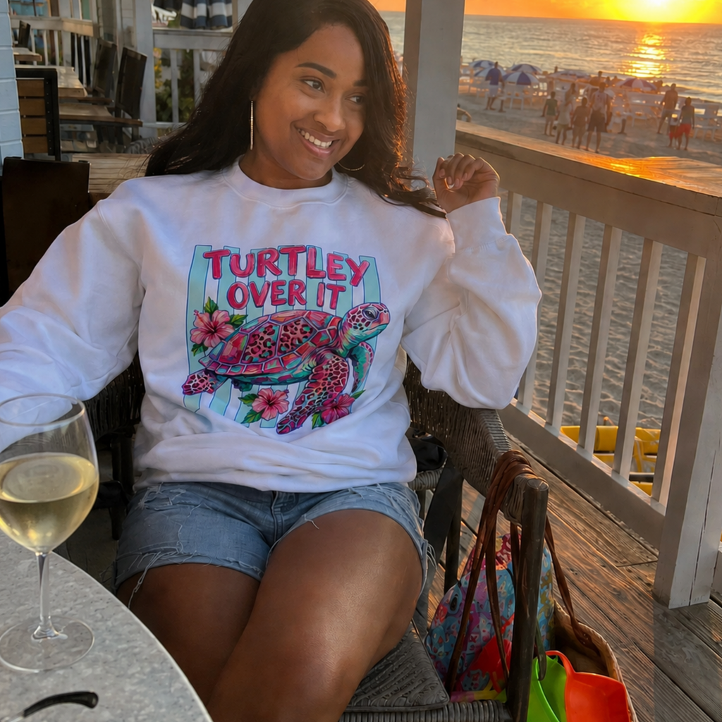 Turtley Over It Coastal Crewneck